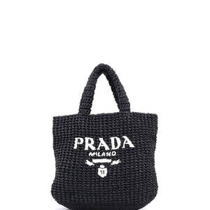 Prada Logo Tote Raffia Small #203289P15B